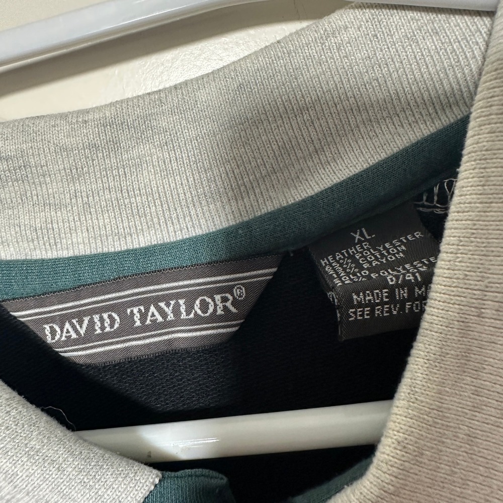 David Taylor Vintage 90's Boxy Stripe Pocket Golf Polo Shirt Mens XL Grandpa - Picture 2 of 3